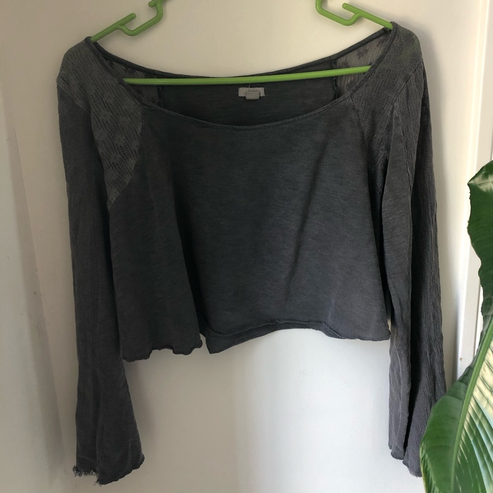 Urban Outfitter Flare-Sleeve Crochet Detail Top